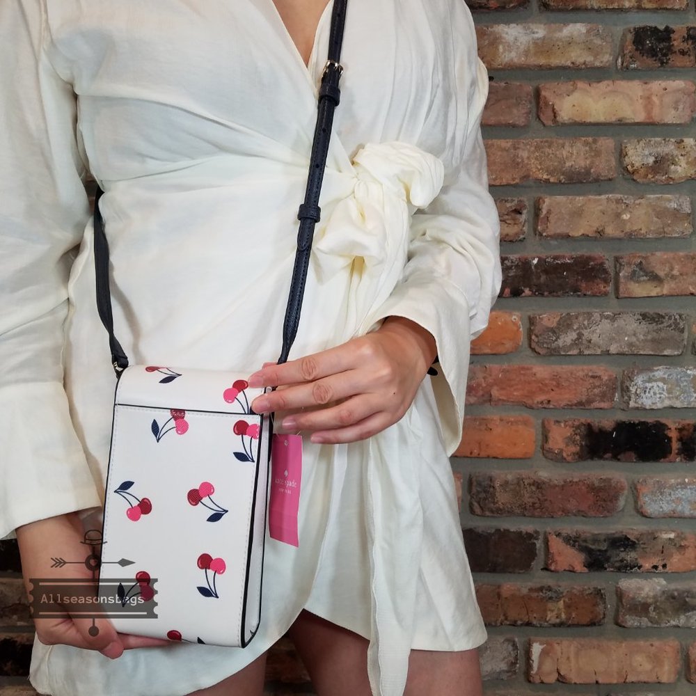 AUTHENTIC Kate Spade  Staci Dancing Cherries North South Flap Phone CROSSBODY - Picture 4 of 7
